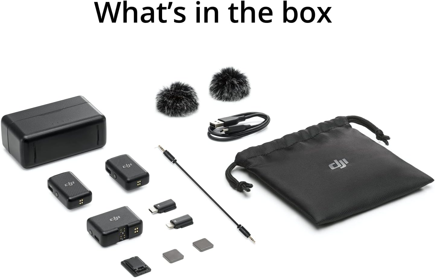 DJI Mic (2 TX + 1 RX + Charging Case), 250m (820 ft.) Range, 15-Hour Battery, Noise Cancellation Wireless Lavalier Microphone DJI Mic (2 TX + 1 RX + Charging Case), 250m (820 ft.) Range, 15-Hour Battery, Noise Cancellation Wireless Lavalier Microphone
